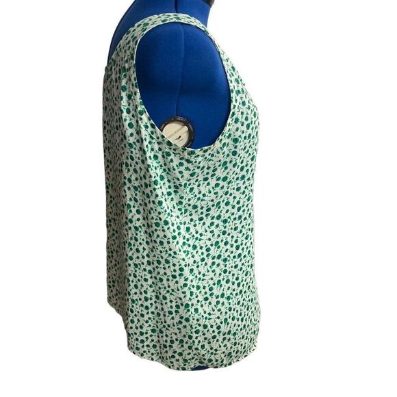 ANN TAYLOR Women’s Leafy Green and White Top Size Large - Picture 2 of 7